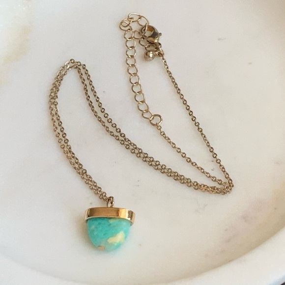 Turquoise and Gold Tone Necklace - Picture 2 of 5